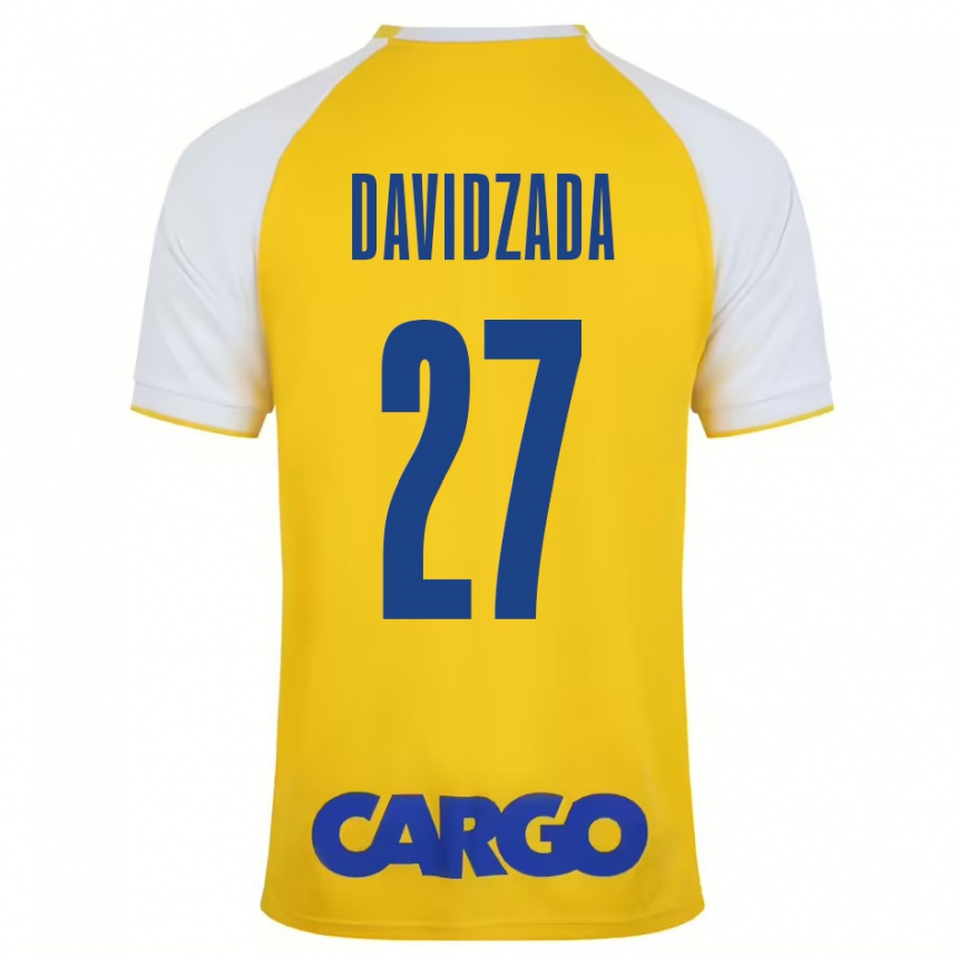 Kinder Fußball Ofir Davidzada #27 Gelb Weiß Heimtrikot Trikot 2024/25 T-Shirt Luxemburg