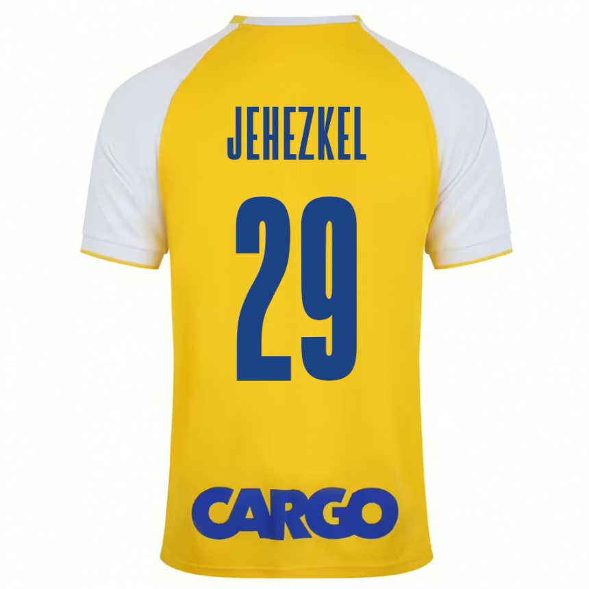 Kinder Fußball Sagiv Jehezkel #29 Gelb Weiß Heimtrikot Trikot 2024/25 T-Shirt Luxemburg