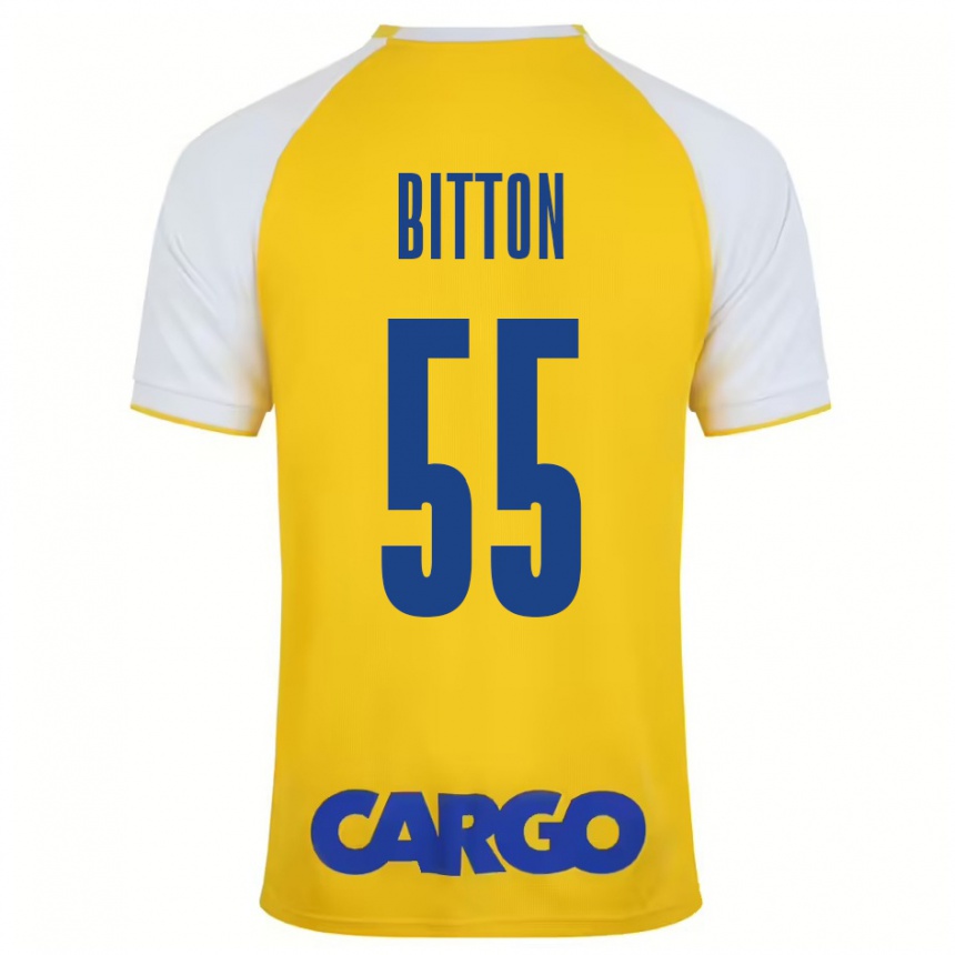 Kinder Fußball Nir Bitton #55 Gelb Weiß Heimtrikot Trikot 2024/25 T-Shirt Luxemburg