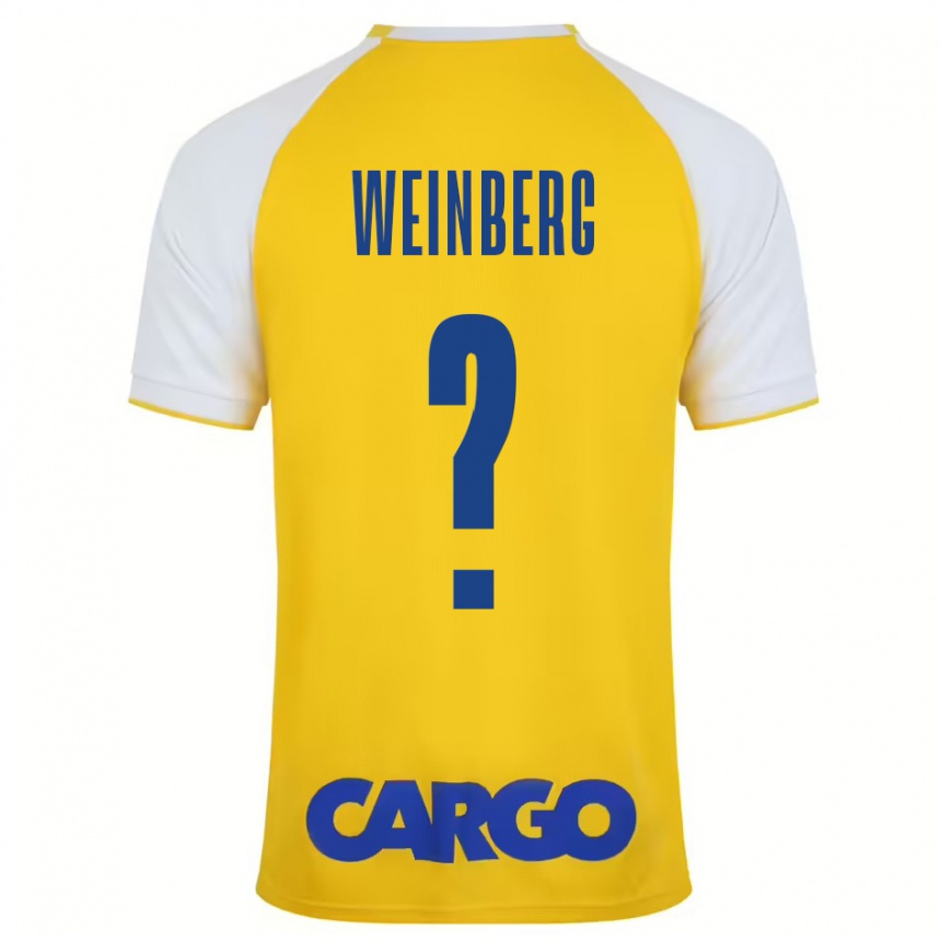 Kinder Fußball Idan Weinberg #0 Gelb Weiß Heimtrikot Trikot 2024/25 T-Shirt Luxemburg