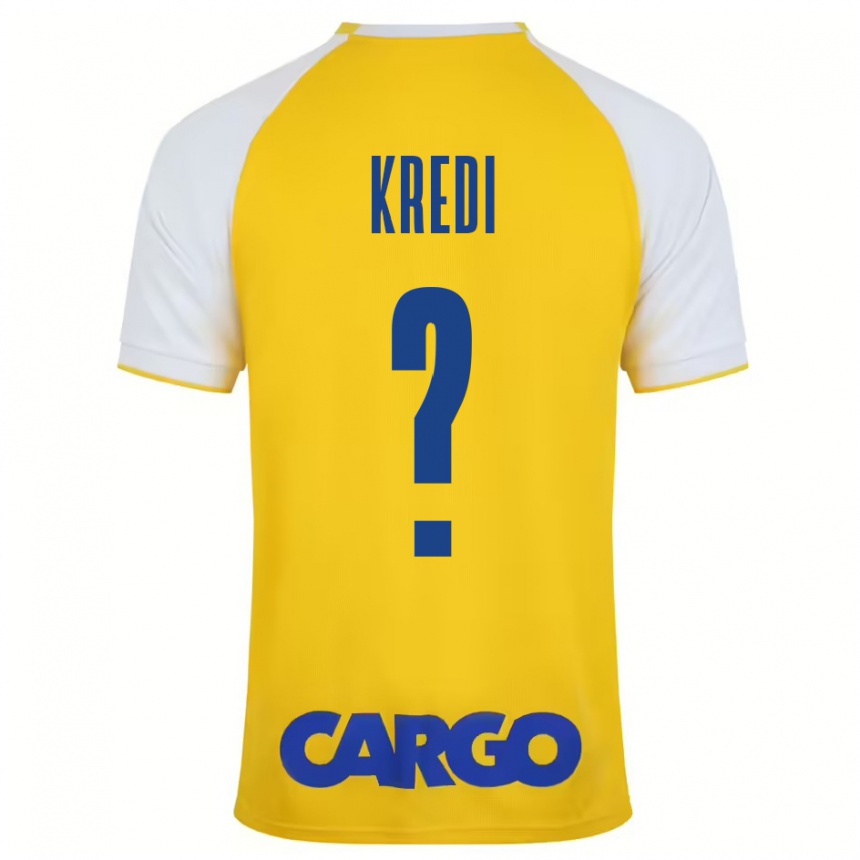 Kinder Fußball Amit Kredi #0 Gelb Weiß Heimtrikot Trikot 2024/25 T-Shirt Luxemburg