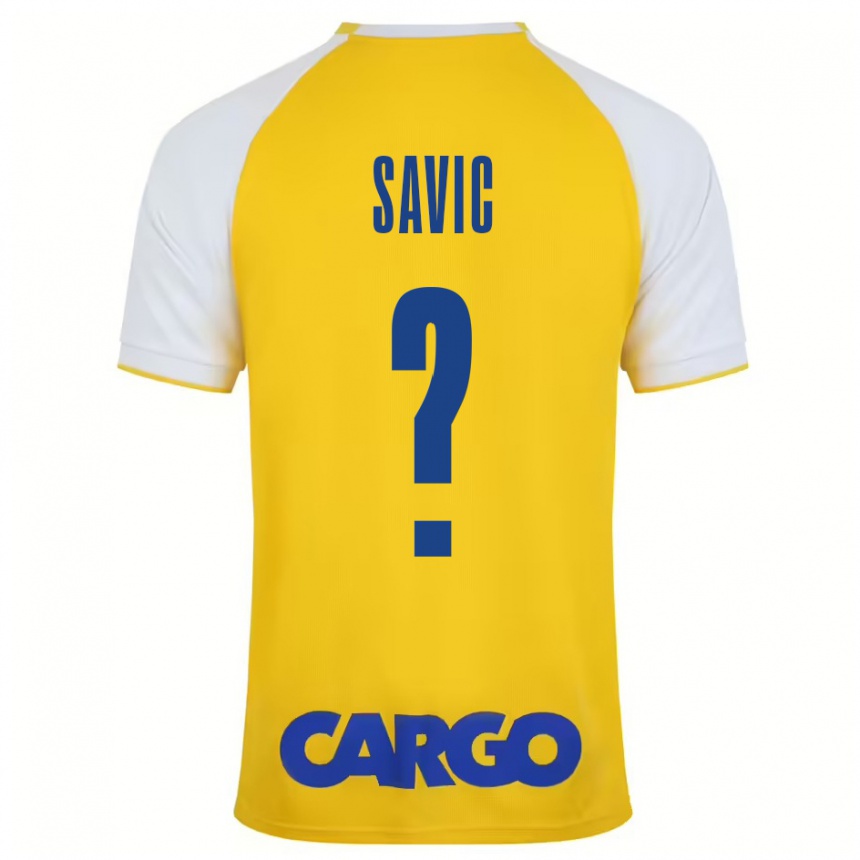 Kinder Fußball Rom Savic #0 Gelb Weiß Heimtrikot Trikot 2024/25 T-Shirt Luxemburg