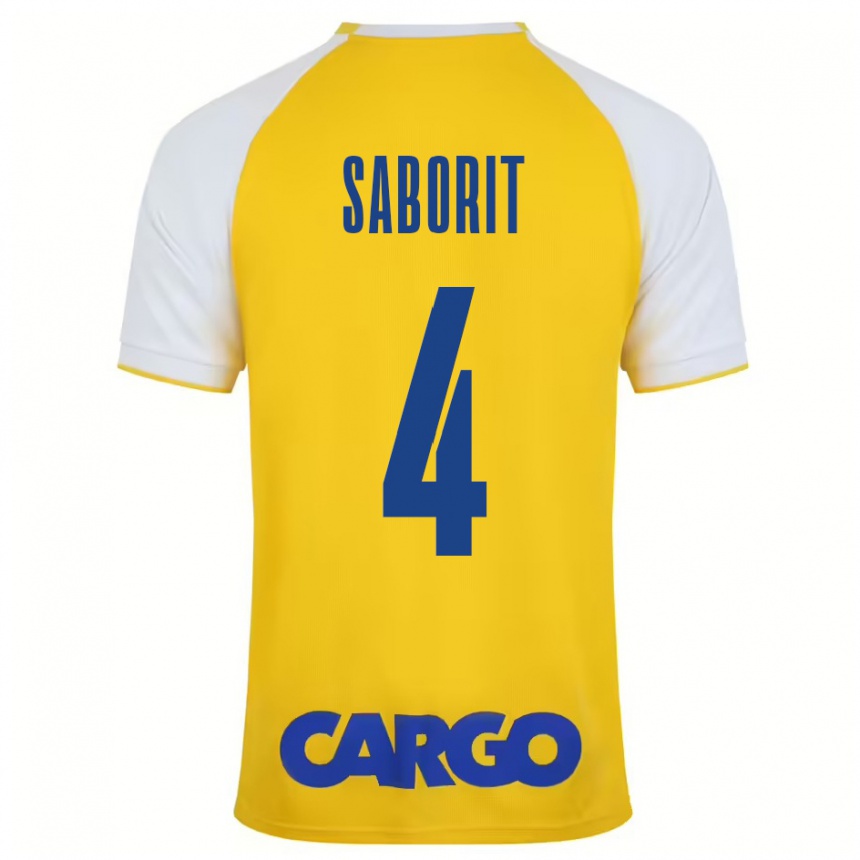 Kinder Fußball Enric Saborit #4 Gelb Weiß Heimtrikot Trikot 2024/25 T-Shirt Luxemburg