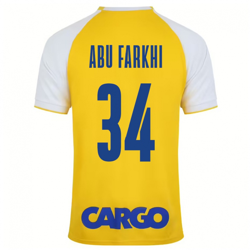 Kinder Fußball Sayed Abu Farkhi #34 Gelb Weiß Heimtrikot Trikot 2024/25 T-Shirt Luxemburg