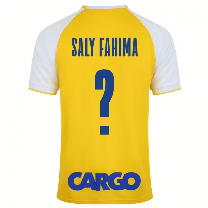 Kinder Fußball Israel Saly Fahima #0 Gelb Weiß Heimtrikot Trikot 2024/25 T-Shirt Luxemburg