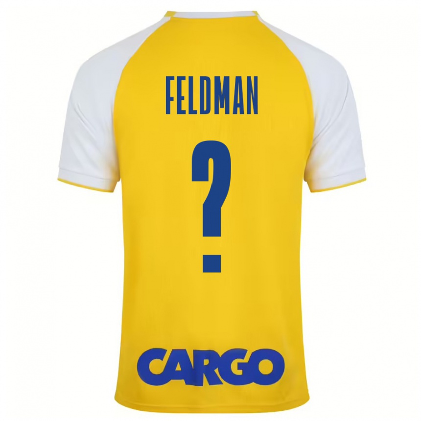 Kinder Fußball Ron Feldman #0 Gelb Weiß Heimtrikot Trikot 2024/25 T-Shirt Luxemburg