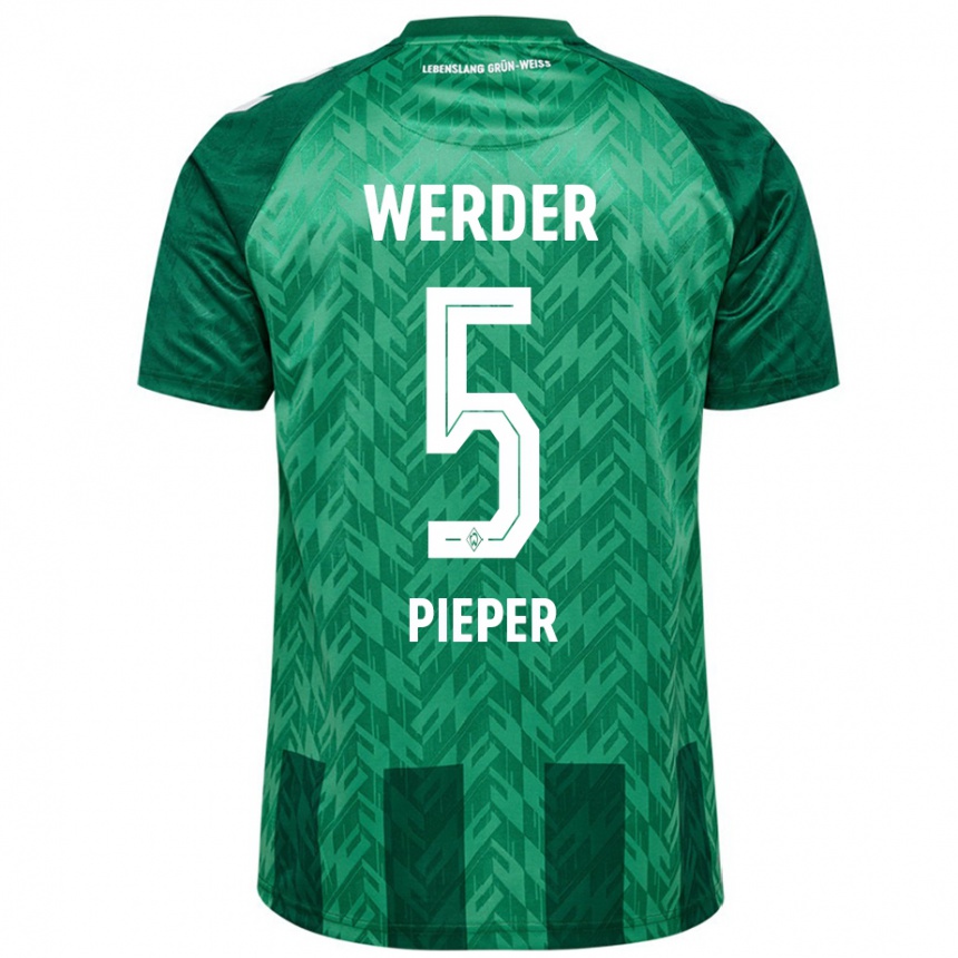 Kinder Fußball Amos Pieper #5 Grün Heimtrikot Trikot 2024/25 T-Shirt Luxemburg