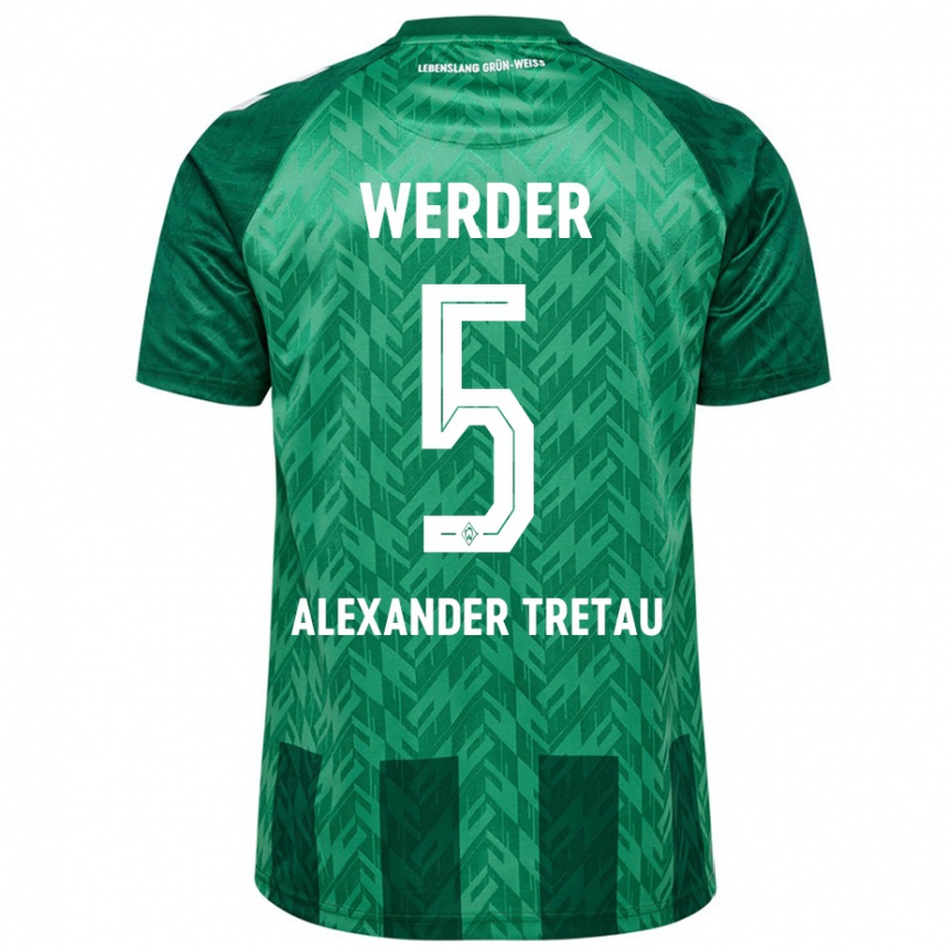 Kinder Fußball Hans Alexander Tretau #5 Grün Heimtrikot Trikot 2024/25 T-Shirt Luxemburg