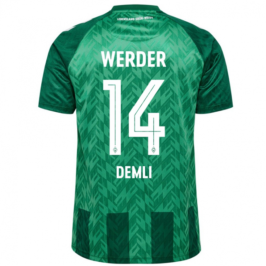 Kinder Fußball Rezan Demli #14 Grün Heimtrikot Trikot 2024/25 T-Shirt Luxemburg