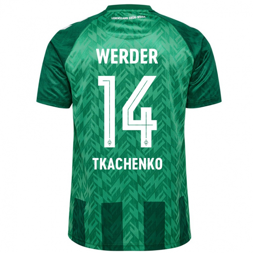 Kinder Fußball Oleksandr Tkachenko #14 Grün Heimtrikot Trikot 2024/25 T-Shirt Luxemburg