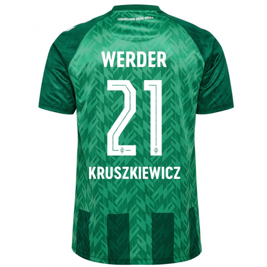 Kinder Fußball Jakub Kruszkiewicz #21 Grün Heimtrikot Trikot 2024/25 T-Shirt Luxemburg