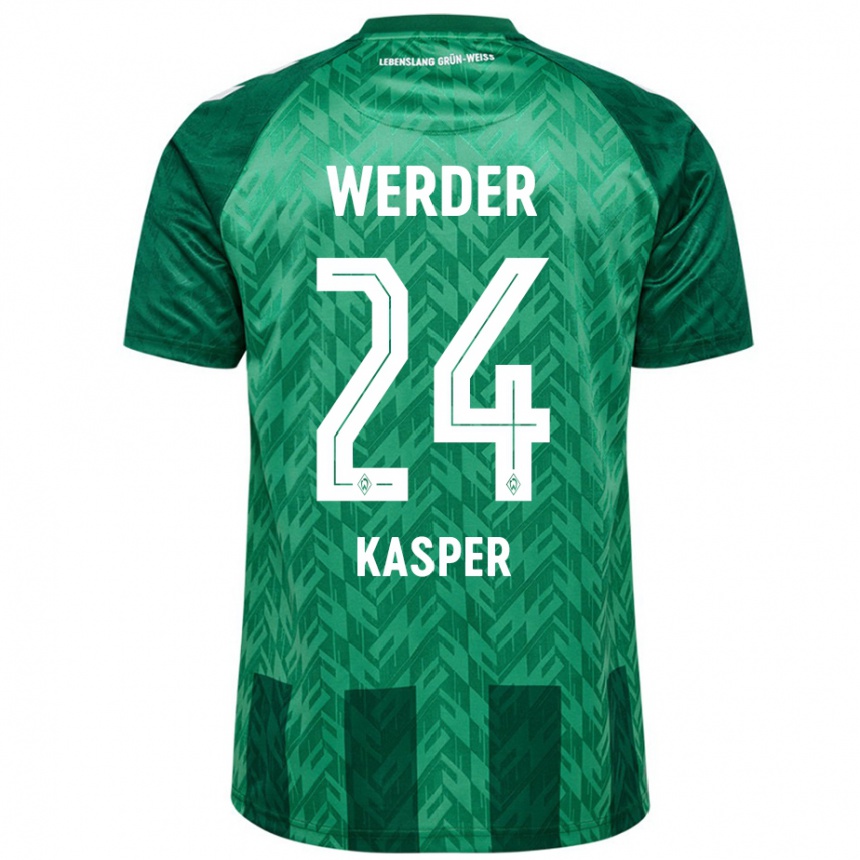 Kinder Fußball Dominik Kasper #24 Grün Heimtrikot Trikot 2024/25 T-Shirt Luxemburg