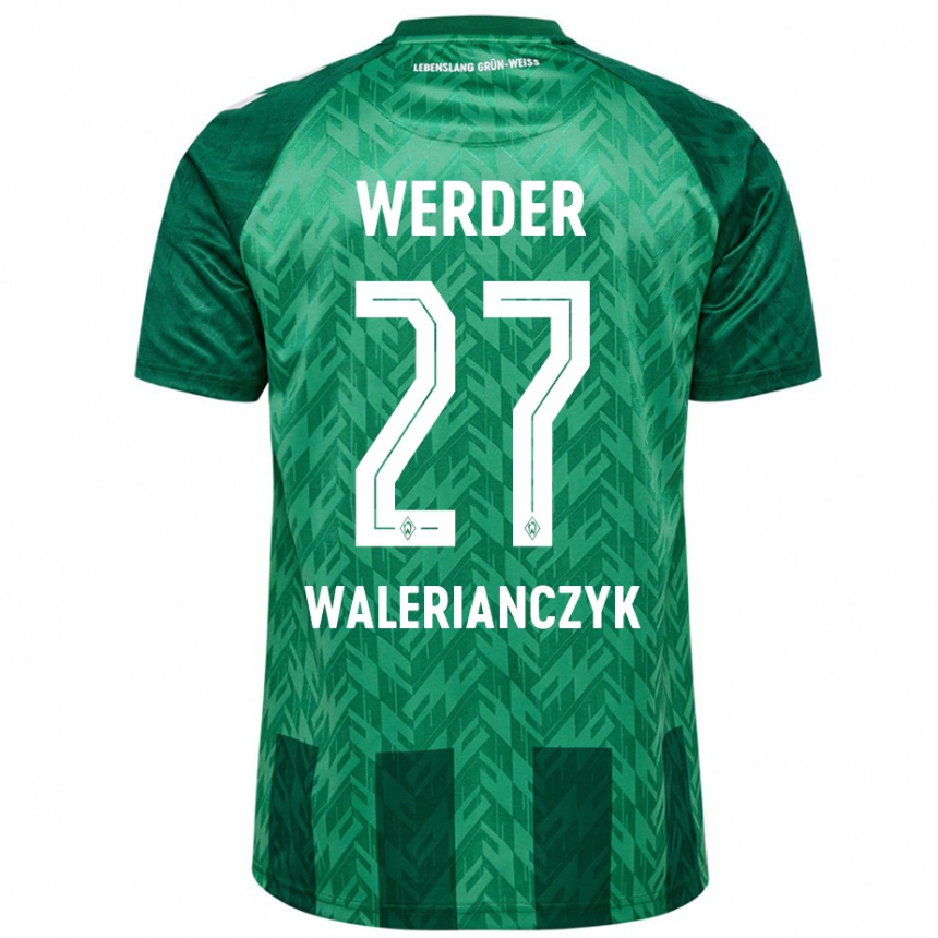 Kinder Fußball Dennis Walerianczyk #27 Grün Heimtrikot Trikot 2024/25 T-Shirt Luxemburg