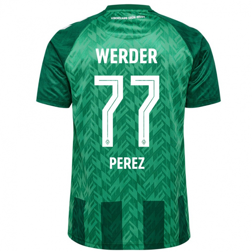 Kinder Fußball Catalina Pérez Jaramillo #77 Grün Heimtrikot Trikot 2024/25 T-Shirt Luxemburg