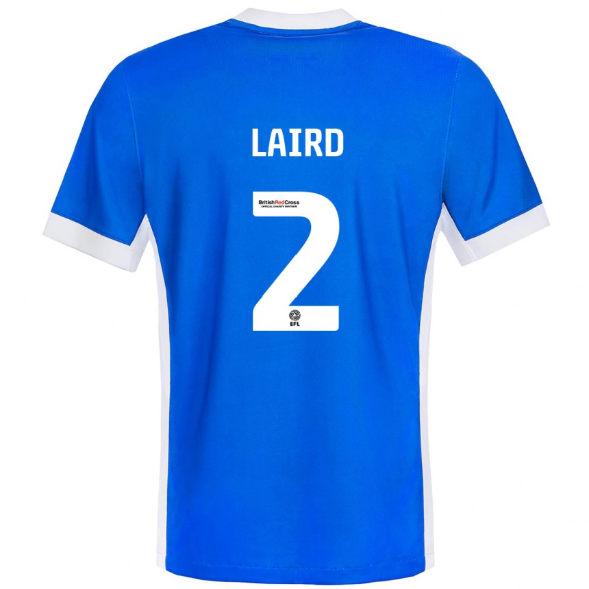 Kinder Fußball Ethan Laird #2 Blau Weiß Heimtrikot Trikot 2024/25 T-Shirt Luxemburg