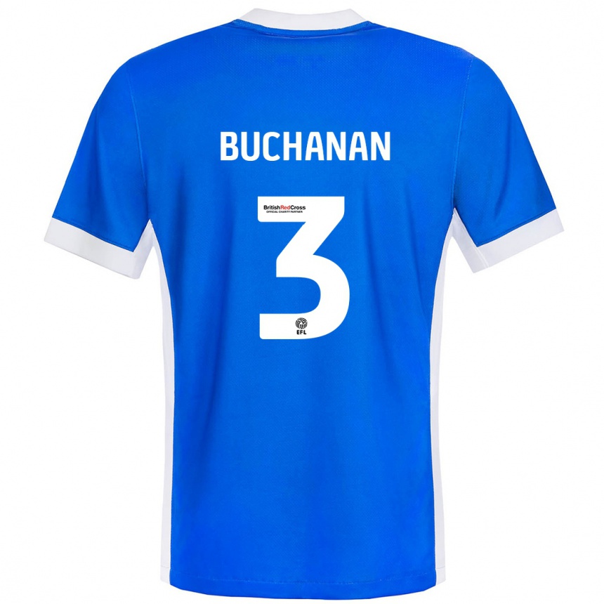 Kinder Fußball Lee Buchanan #3 Blau Weiß Heimtrikot Trikot 2024/25 T-Shirt Luxemburg