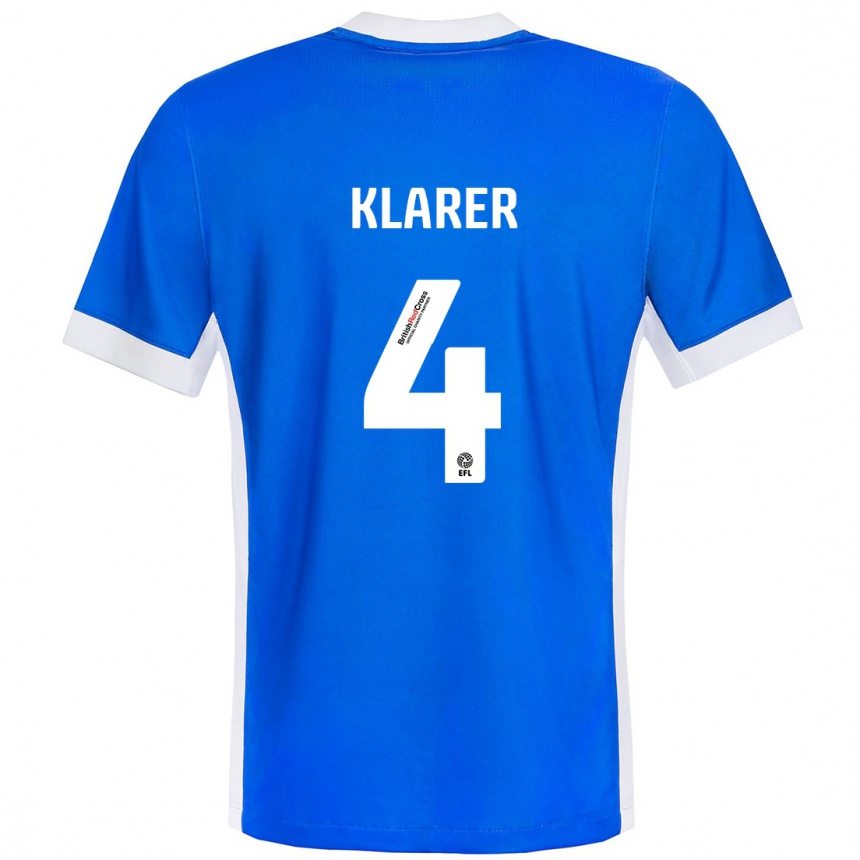 Kinder Fußball Christoph Klarer #4 Blau Weiß Heimtrikot Trikot 2024/25 T-Shirt Luxemburg