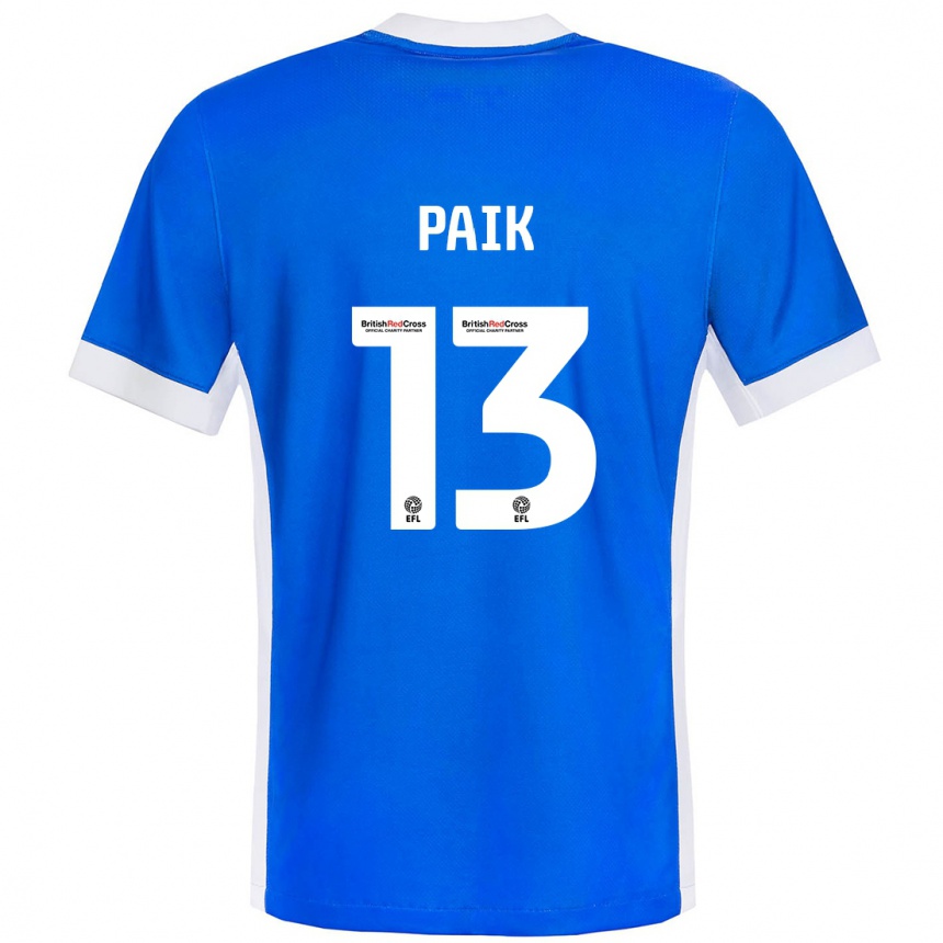 Kinder Fußball Seung-Ho Paik #13 Blau Weiß Heimtrikot Trikot 2024/25 T-Shirt Luxemburg