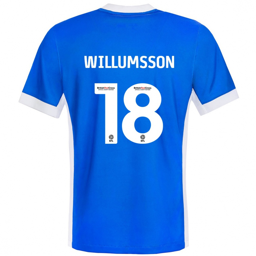 Kinder Fußball Willum Thór Willumsson #18 Blau Weiß Heimtrikot Trikot 2024/25 T-Shirt Luxemburg