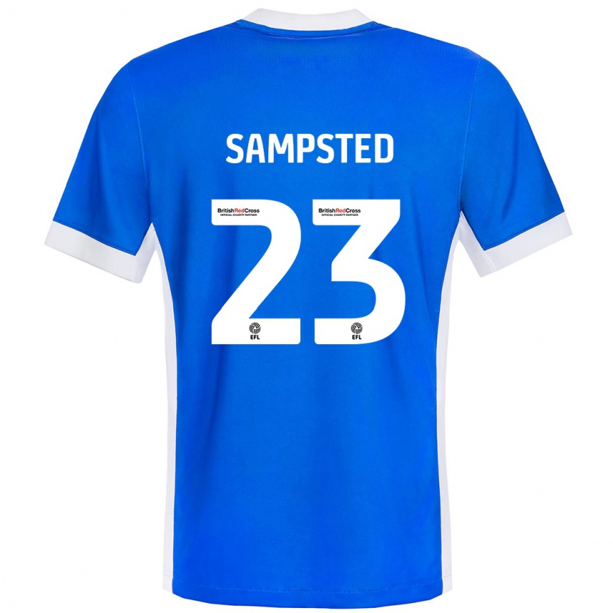 Kinder Fußball Alfons Sampsted #23 Blau Weiß Heimtrikot Trikot 2024/25 T-Shirt Luxemburg