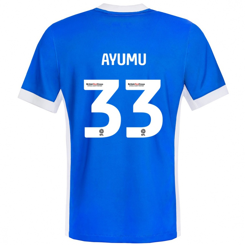 Kinder Fußball Ayumu Yokoyama #33 Blau Weiß Heimtrikot Trikot 2024/25 T-Shirt Luxemburg