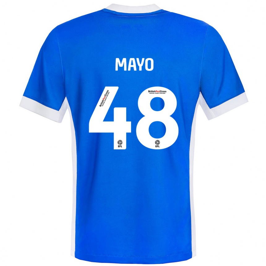 Kinder Fußball Bradley Mayo #48 Blau Weiß Heimtrikot Trikot 2024/25 T-Shirt Luxemburg