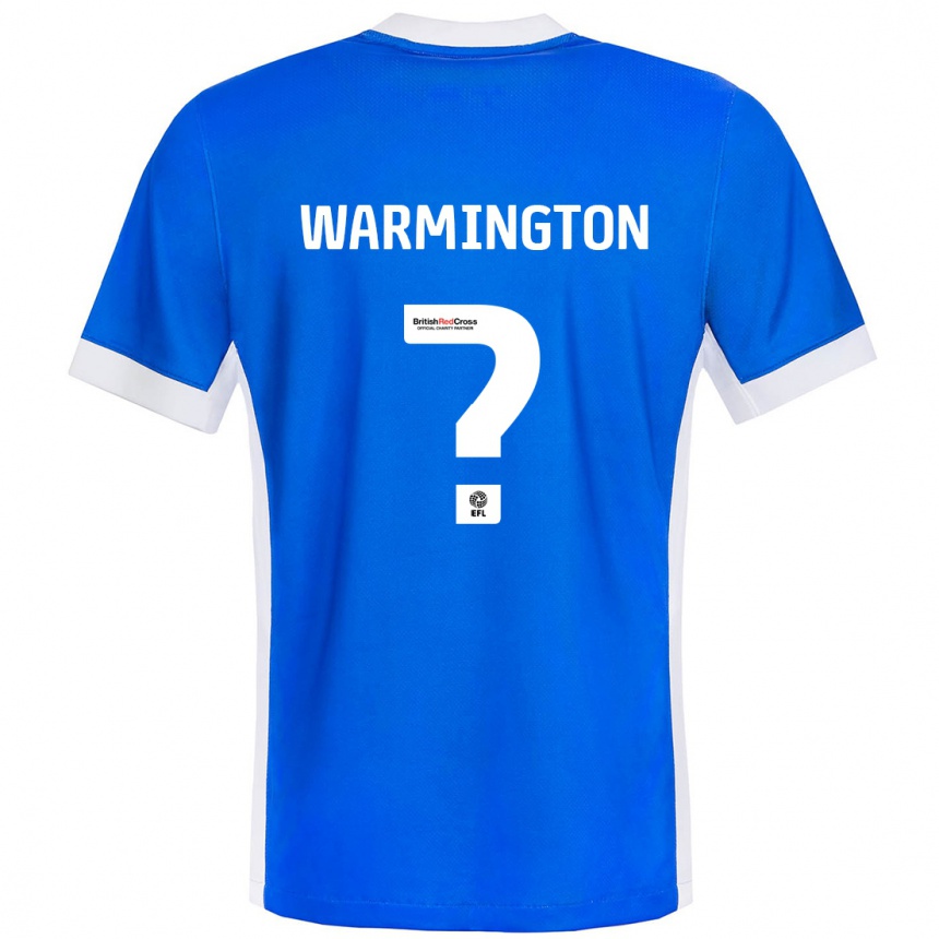 Kinder Fußball Tyrese Warmington #0 Blau Weiß Heimtrikot Trikot 2024/25 T-Shirt Luxemburg