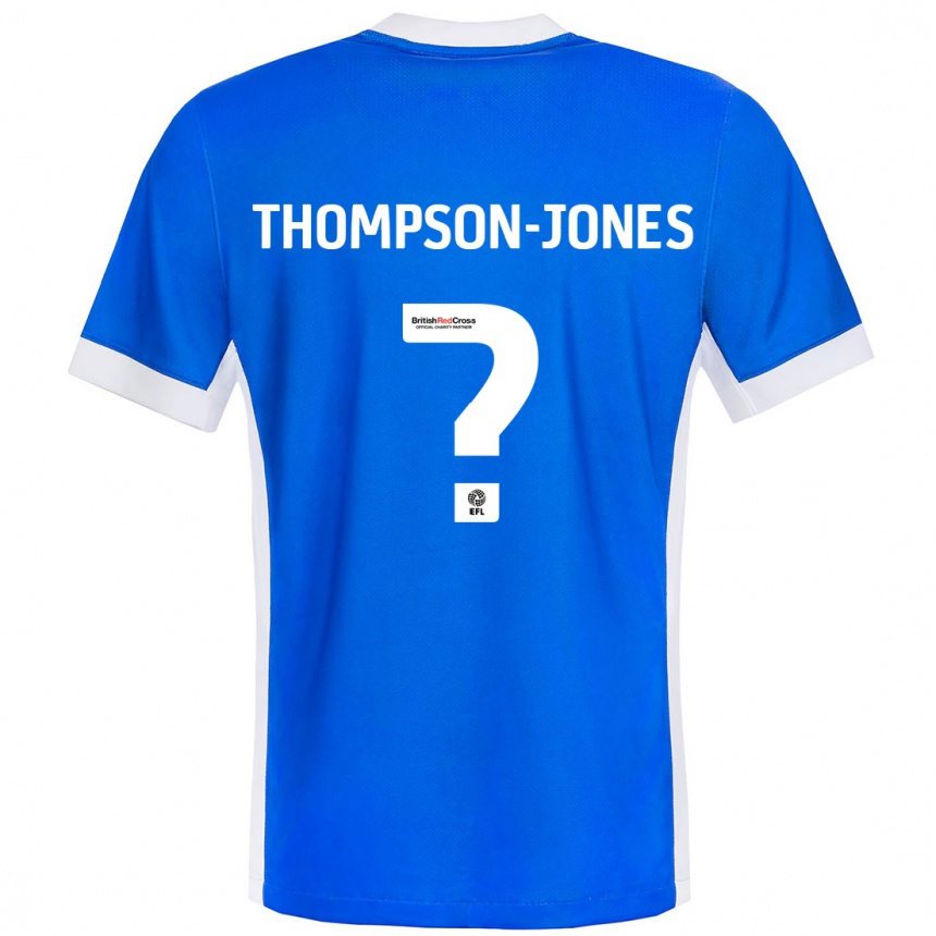 Kinder Fußball Riquelme Thompson-Jones #0 Blau Weiß Heimtrikot Trikot 2024/25 T-Shirt Luxemburg