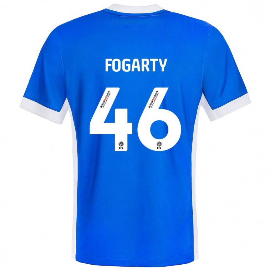 Kinder Fußball Tom Fogarty #46 Blau Weiß Heimtrikot Trikot 2024/25 T-Shirt Luxemburg