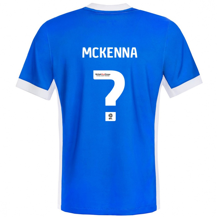 Kinder Fußball Rebecca Mckenna #0 Blau Weiß Heimtrikot Trikot 2024/25 T-Shirt Luxemburg