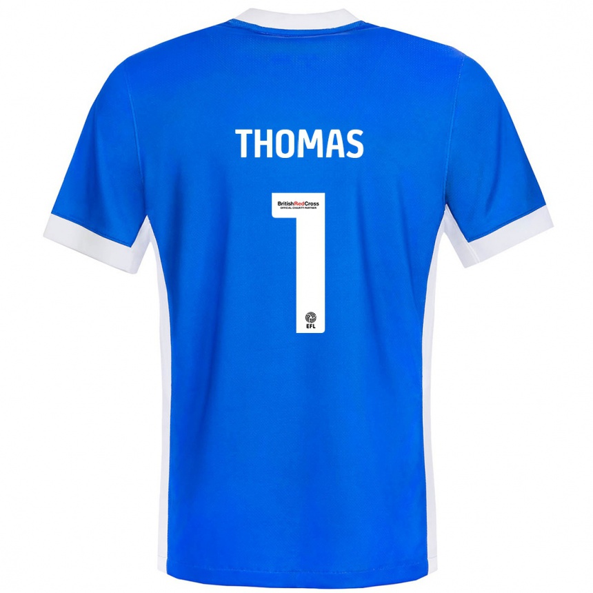 Kinder Fußball Lucy Thomas #1 Blau Weiß Heimtrikot Trikot 2024/25 T-Shirt Luxemburg