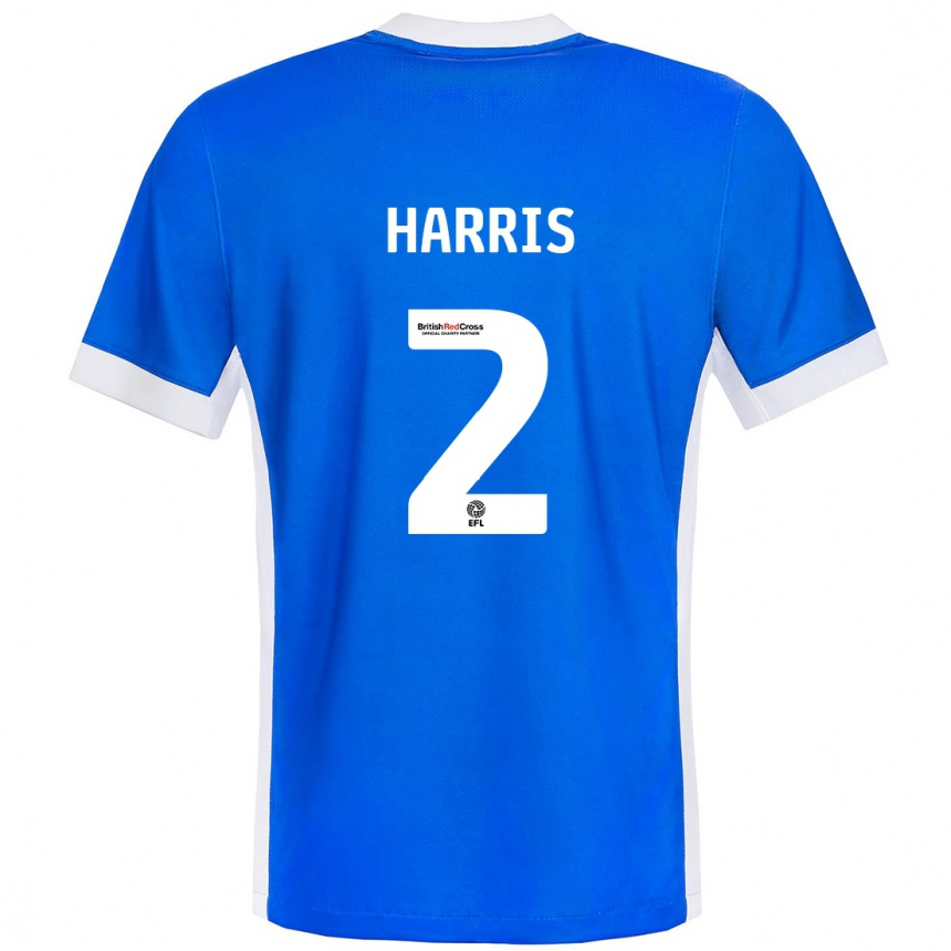 Kinder Fußball Martha Harris #2 Blau Weiß Heimtrikot Trikot 2024/25 T-Shirt Luxemburg