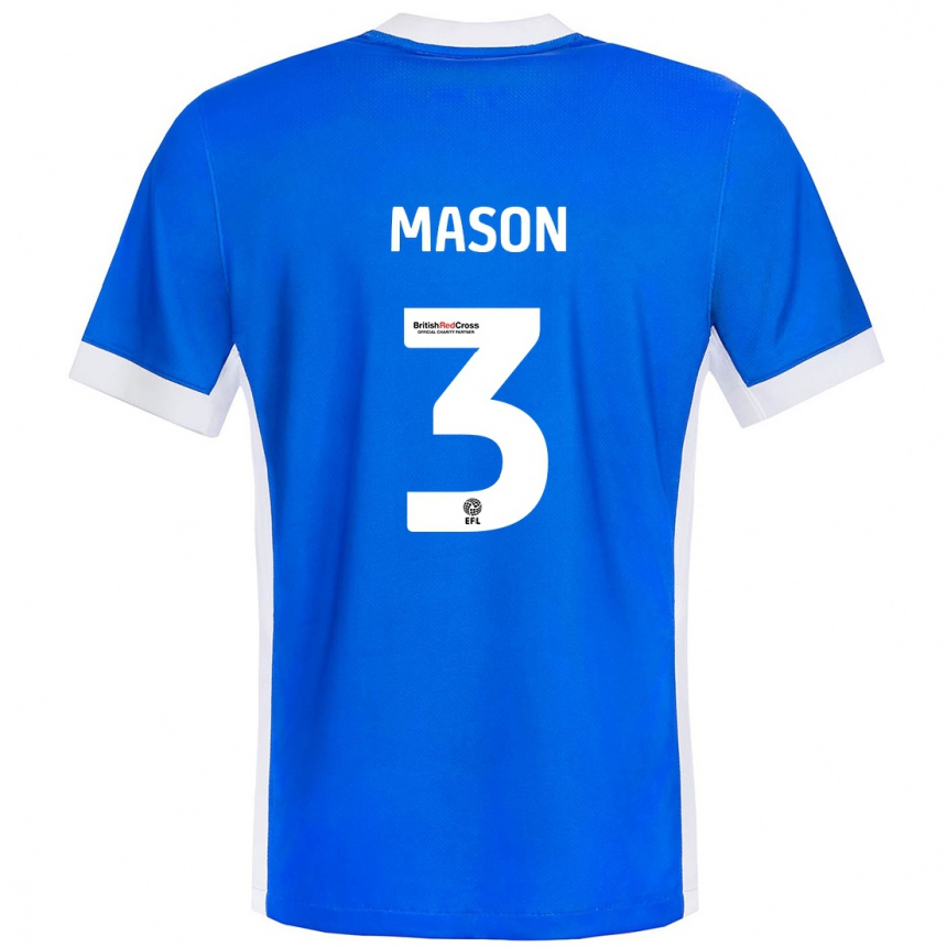 Kinder Fußball Ellie Mason #3 Blau Weiß Heimtrikot Trikot 2024/25 T-Shirt Luxemburg