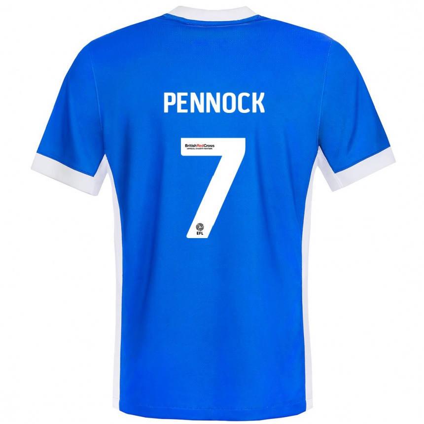 Kinder Fußball Jade Pennock #7 Blau Weiß Heimtrikot Trikot 2024/25 T-Shirt Luxemburg