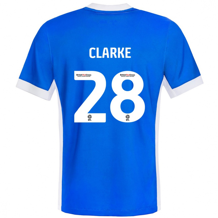 Kinder Fußball Charlotte Clarke #28 Blau Weiß Heimtrikot Trikot 2024/25 T-Shirt Luxemburg