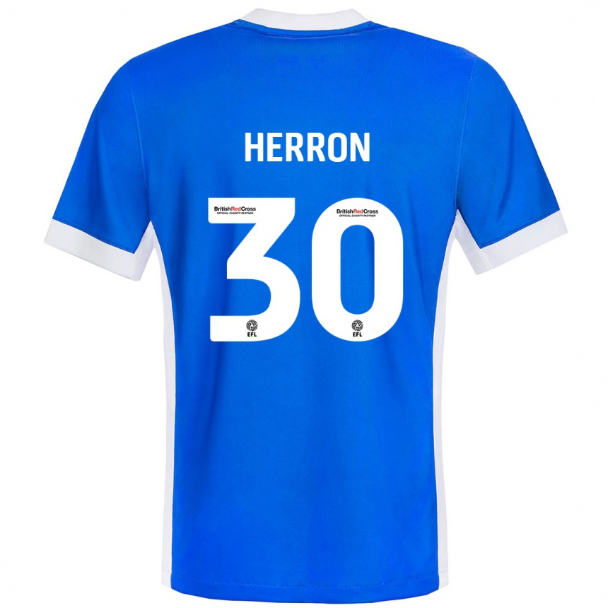 Kinder Fußball Neve Herron #30 Blau Weiß Heimtrikot Trikot 2024/25 T-Shirt Luxemburg