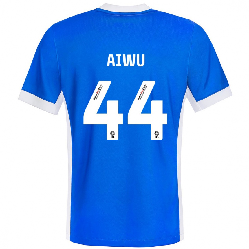 Kinder Fußball Emanuel Aiwu #44 Blau Weiß Heimtrikot Trikot 2024/25 T-Shirt Luxemburg