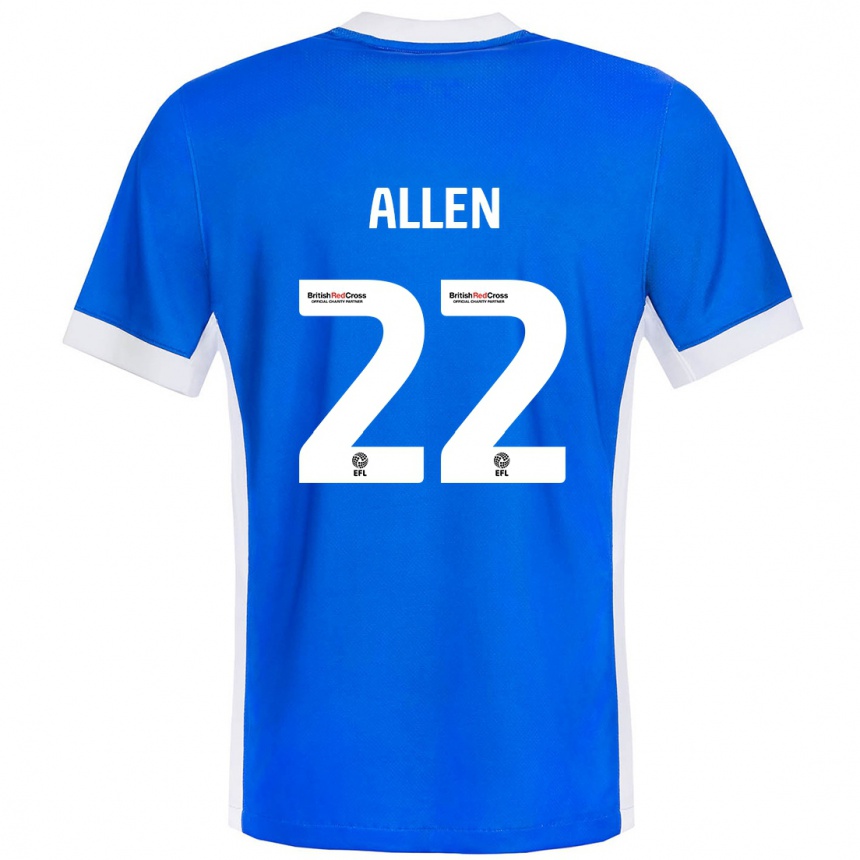 Kinder Fußball Remi Allen #22 Blau Weiß Heimtrikot Trikot 2024/25 T-Shirt Luxemburg