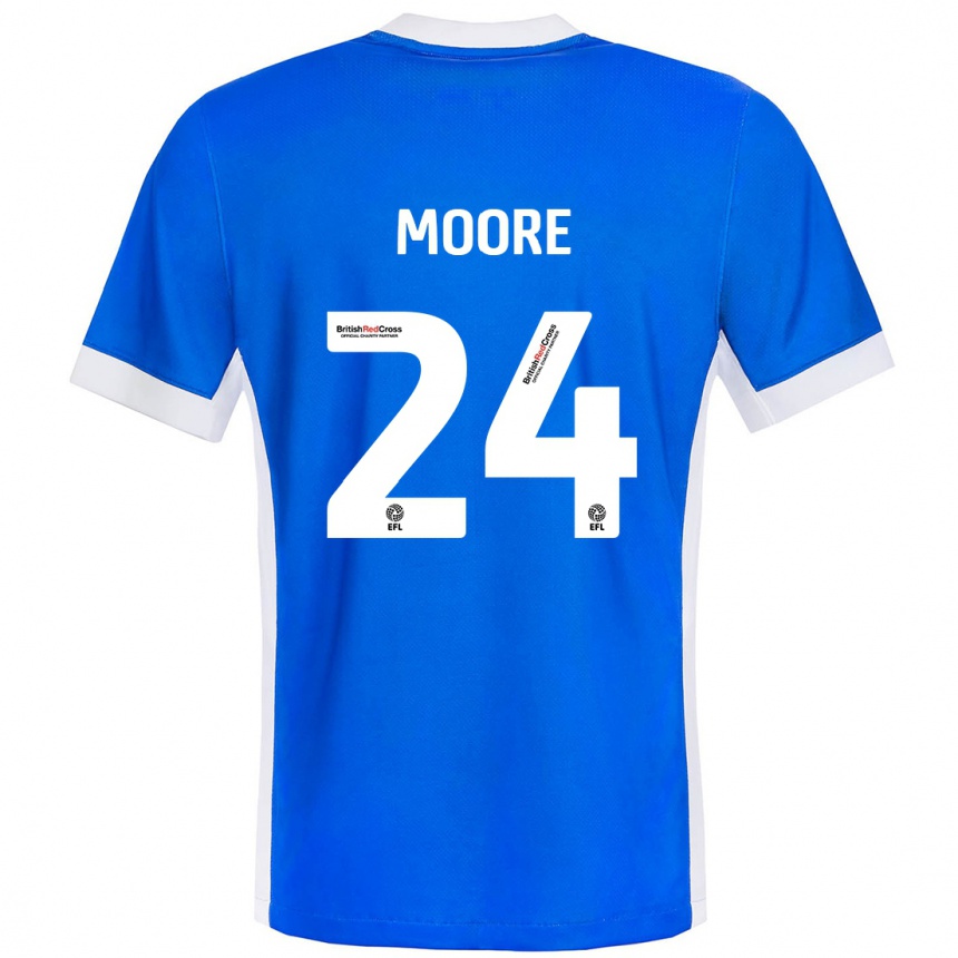 Kinder Fußball Jade Ellis Moore #24 Blau Weiß Heimtrikot Trikot 2024/25 T-Shirt Luxemburg