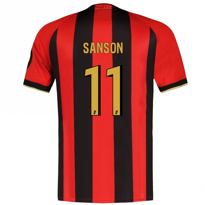 Kinder Fußball Morgan Sanson #11 Rot Schwarz Heimtrikot Trikot 2024/25 T-Shirt Luxemburg