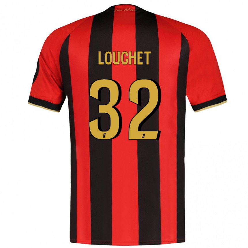 Kinder Fußball Tom Louchet #32 Rot Schwarz Heimtrikot Trikot 2024/25 T-Shirt Luxemburg