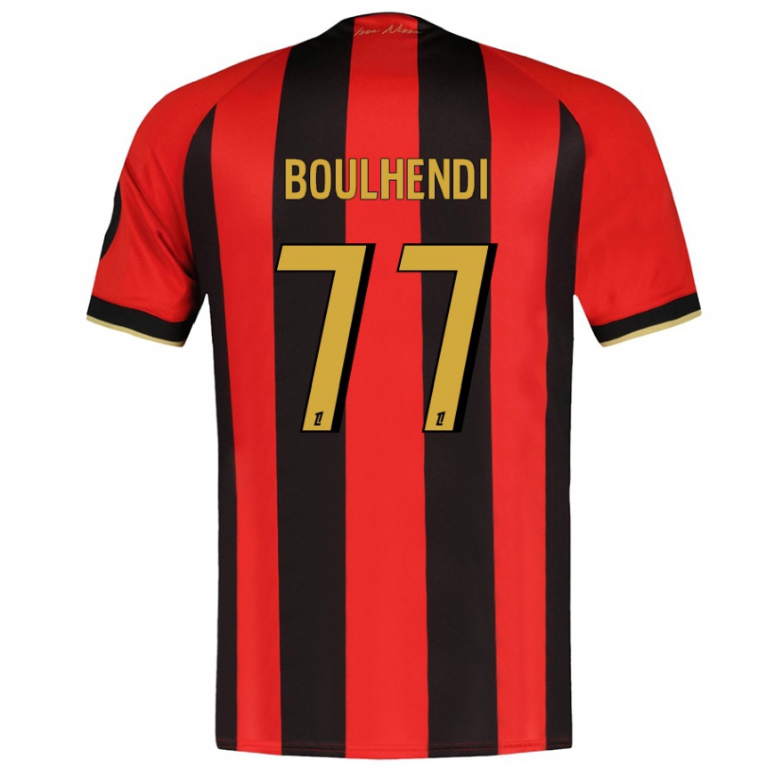 Kinder Fußball Teddy Boulhendi #77 Rot Schwarz Heimtrikot Trikot 2024/25 T-Shirt Luxemburg