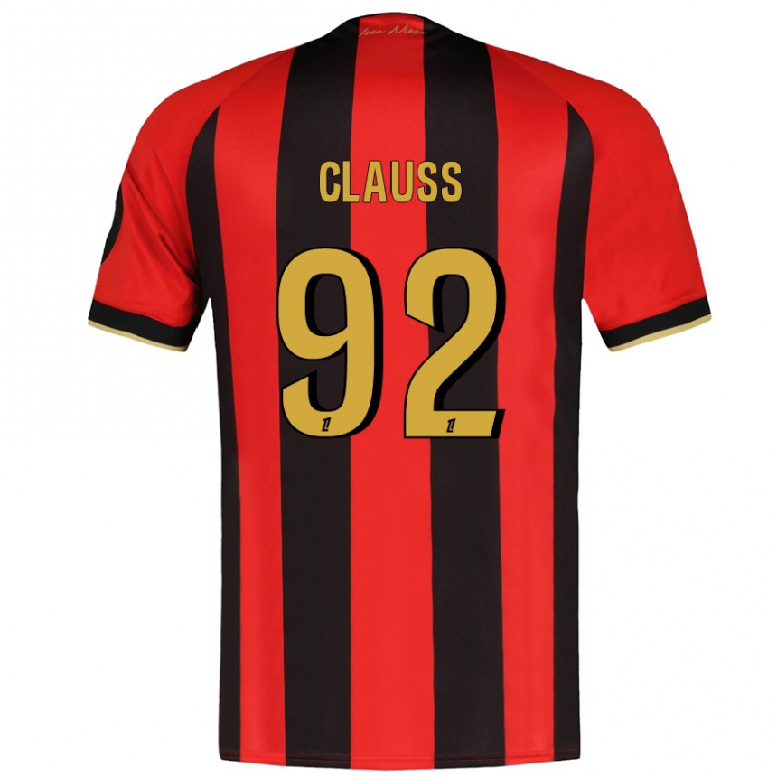 Kinder Fußball Jonathan Clauss #92 Rot Schwarz Heimtrikot Trikot 2024/25 T-Shirt Luxemburg