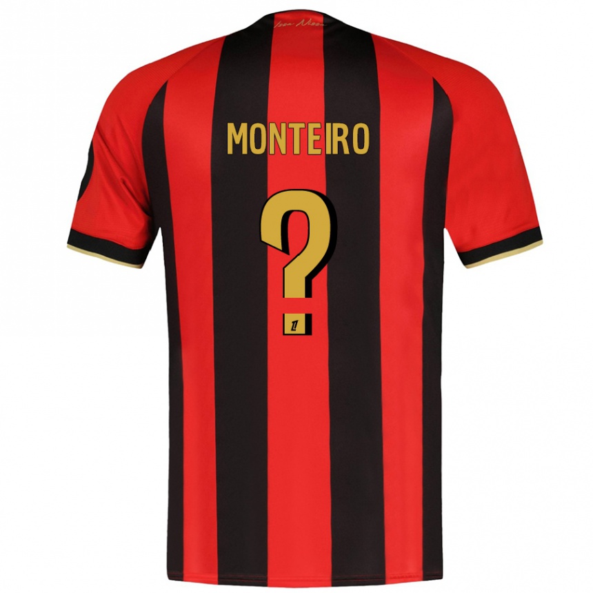 Kinder Fußball Laurenzo Monteiro #0 Rot Schwarz Heimtrikot Trikot 2024/25 T-Shirt Luxemburg