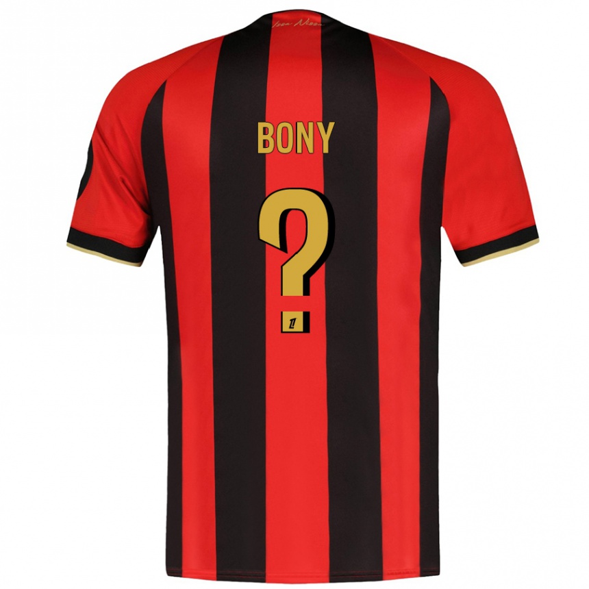 Kinder Fußball Geoffroy Bony #0 Rot Schwarz Heimtrikot Trikot 2024/25 T-Shirt Luxemburg