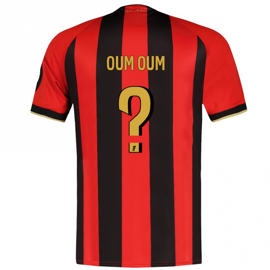 Kinder Fußball Dorian Oum Oum #0 Rot Schwarz Heimtrikot Trikot 2024/25 T-Shirt Luxemburg