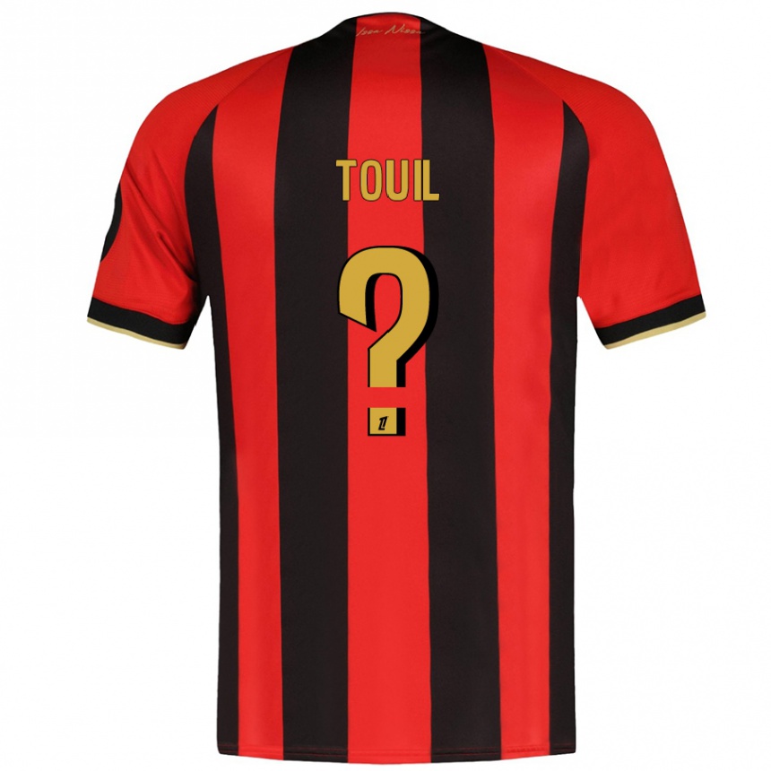 Kinder Fußball Yanis Touil #0 Rot Schwarz Heimtrikot Trikot 2024/25 T-Shirt Luxemburg