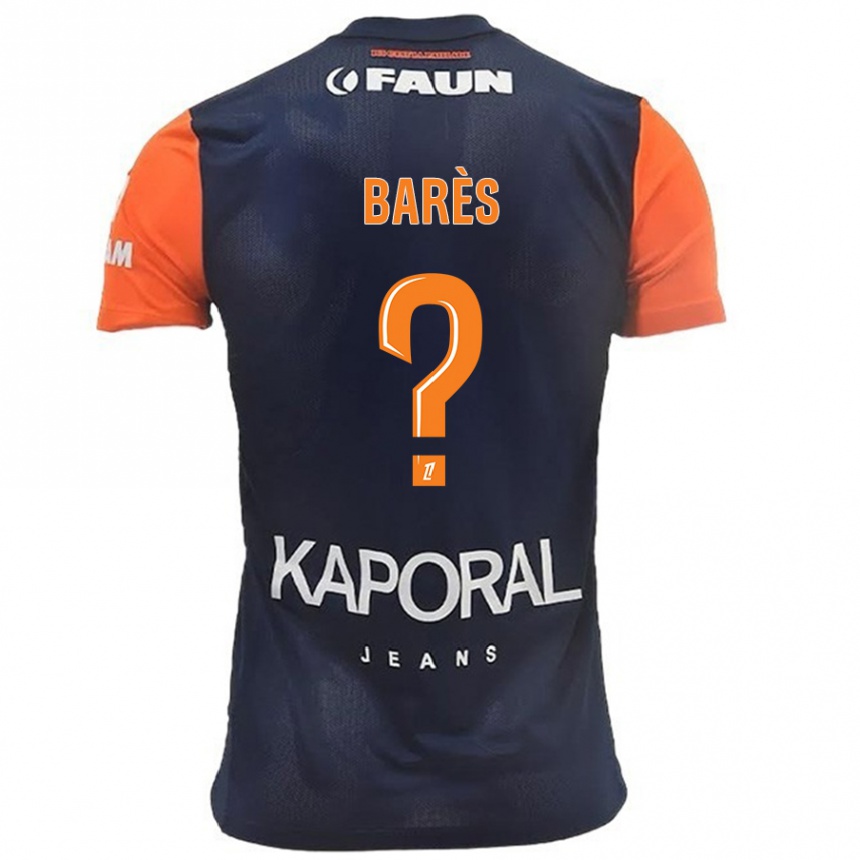 Kinder Fußball Gabriel Barès #0 Marineblau Orange Heimtrikot Trikot 2024/25 T-Shirt Luxemburg