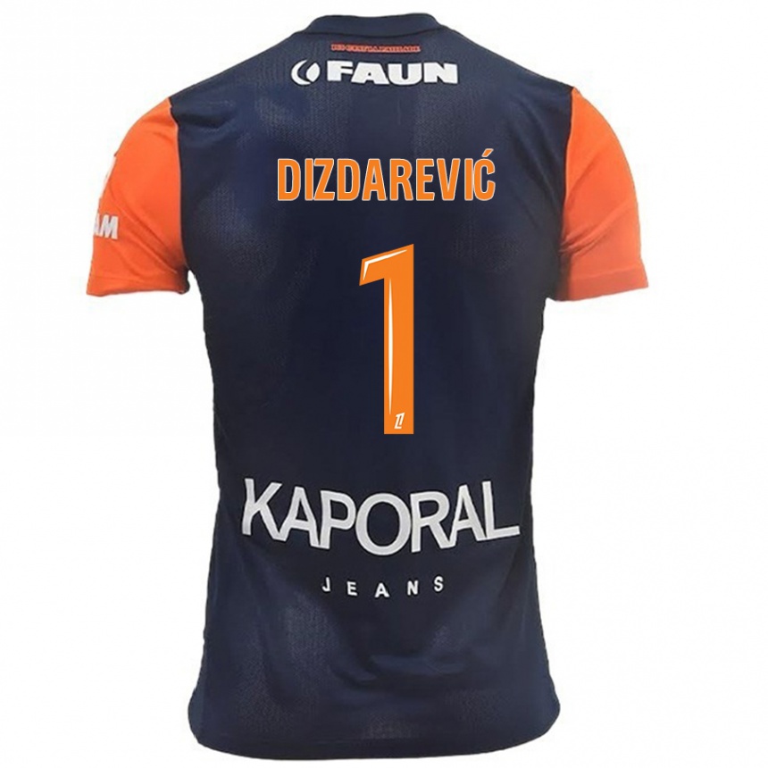 Kinder Fußball Belmin Dizdarevic #1 Marineblau Orange Heimtrikot Trikot 2024/25 T-Shirt Luxemburg