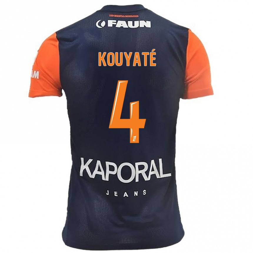 Kinder Fußball Kiki Kouyaté #4 Marineblau Orange Heimtrikot Trikot 2024/25 T-Shirt Luxemburg